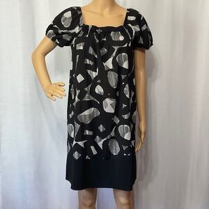 Daisy Fuentes Black and Gray Geometric Mini Dress Size M Women